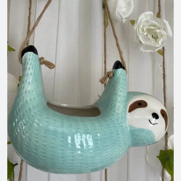Sloth Hanging Planters Flower Ceramic Pot - Picture 3 of 4